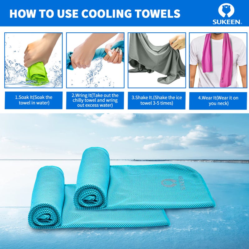 Sukeen 4pack Cooling Towel (40"x12"), Ice Towel,Soft Breathable Chilly Towel,Microfiber Towel for Yoga,Sport,Running,Gym,Workout,Camping,Fitness,Workout & More Activities - Image 3
